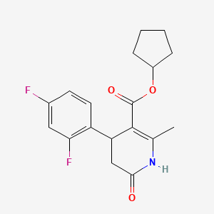 molecular formula C18H19F2NO3 B14996296 Cyclopentyl 4-(2,4-difluorophenyl)-2-methyl-6-oxo-1,4,5,6-tetrahydropyridine-3-carboxylate 