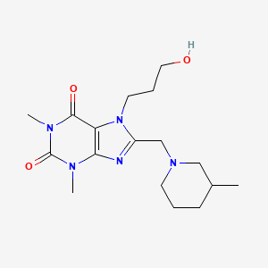 molecular formula C17H27N5O3 B14996330 7-(3-hydroxypropyl)-1,3-dimethyl-8-((3-methylpiperidin-1-yl)methyl)-1H-purine-2,6(3H,7H)-dione 