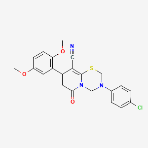 molecular formula C22H20ClN3O3S B14996365 3-(4-chlorophenyl)-8-(2,5-dimethoxyphenyl)-6-oxo-3,4,7,8-tetrahydro-2H,6H-pyrido[2,1-b][1,3,5]thiadiazine-9-carbonitrile 