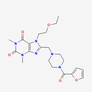 molecular formula C21H28N6O5 B14996367 7-(2-ethoxyethyl)-8-{[4-(furan-2-ylcarbonyl)piperazin-1-yl]methyl}-1,3-dimethyl-3,7-dihydro-1H-purine-2,6-dione 