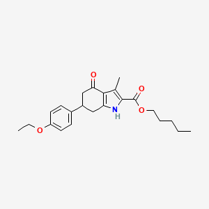 molecular formula C23H29NO4 B14996390 pentyl 6-(4-ethoxyphenyl)-3-methyl-4-oxo-4,5,6,7-tetrahydro-1H-indole-2-carboxylate 