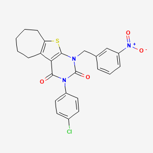 4-(4-Chlorophenyl)-6-[(3-nitrophenyl)methyl]-8-thia-4,6-diazatricyclo[7.5.0.0^{2,7}]tetradeca-1(9),2(7)-diene-3,5-dione