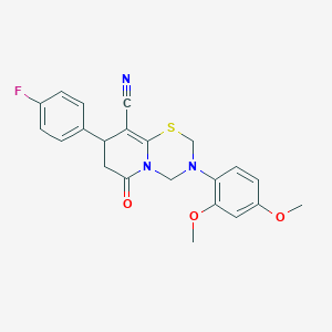 molecular formula C22H20FN3O3S B14996413 3-(2,4-dimethoxyphenyl)-8-(4-fluorophenyl)-6-oxo-3,4,7,8-tetrahydro-2H,6H-pyrido[2,1-b][1,3,5]thiadiazine-9-carbonitrile 