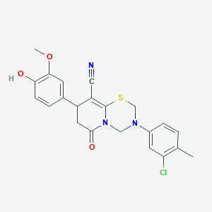 molecular formula C22H20ClN3O3S B14996422 3-(3-chloro-4-methylphenyl)-8-(4-hydroxy-3-methoxyphenyl)-6-oxo-3,4,7,8-tetrahydro-2H,6H-pyrido[2,1-b][1,3,5]thiadiazine-9-carbonitrile 