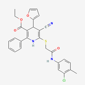 molecular formula C28H24ClN3O4S B14996431 Ethyl 6-({2-[(3-chloro-4-methylphenyl)amino]-2-oxoethyl}sulfanyl)-5-cyano-4-(furan-2-yl)-2-phenyl-1,4-dihydropyridine-3-carboxylate 