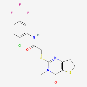 molecular formula C16H13ClF3N3O2S2 B14996478 N-(2-chloro-5-(trifluoromethyl)phenyl)-2-((3-methyl-4-oxo-3,4,6,7-tetrahydrothieno[3,2-d]pyrimidin-2-yl)thio)acetamide 