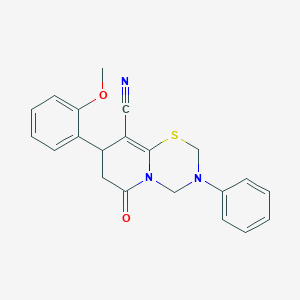 8-(2-methoxyphenyl)-6-oxo-3-phenyl-3,4,7,8-tetrahydro-2H,6H-pyrido[2,1-b][1,3,5]thiadiazine-9-carbonitrile