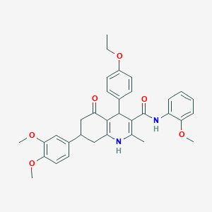 molecular formula C34H36N2O6 B14996523 7-(3,4-dimethoxyphenyl)-4-(4-ethoxyphenyl)-N-(2-methoxyphenyl)-2-methyl-5-oxo-1,4,5,6,7,8-hexahydroquinoline-3-carboxamide 