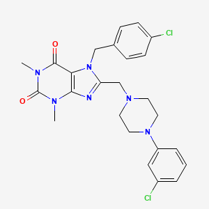 7-[(4-Chlorophenyl)methyl]-8-[[4-(3-chlorophenyl)piperazin-1-yl]methyl]-1,3-dimethylpurine-2,6-dione