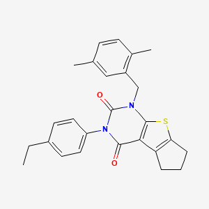 1-(2,5-dimethylbenzyl)-3-(4-ethylphenyl)-1,5,6,7-tetrahydro-2H-cyclopenta[4,5]thieno[2,3-d]pyrimidine-2,4(3H)-dione