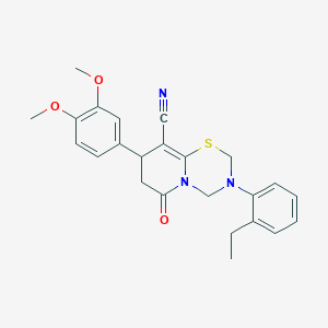 molecular formula C24H25N3O3S B14996586 8-(3,4-dimethoxyphenyl)-3-(2-ethylphenyl)-6-oxo-3,4,7,8-tetrahydro-2H,6H-pyrido[2,1-b][1,3,5]thiadiazine-9-carbonitrile 