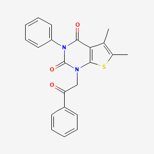 molecular formula C22H18N2O3S B14996595 5,6-dimethyl-1-(2-oxo-2-phenylethyl)-3-phenyl-1H,2H,3H,4H-thieno[2,3-d]pyrimidine-2,4-dione 