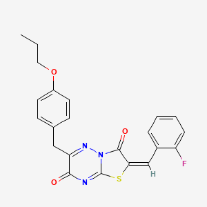 (2E)-2-(2-fluorobenzylidene)-6-(4-propoxybenzyl)-7H-[1,3]thiazolo[3,2-b][1,2,4]triazine-3,7(2H)-dione