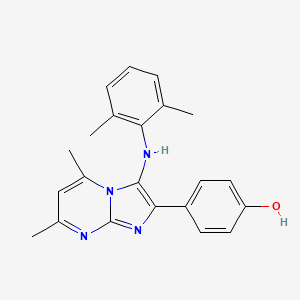 molecular formula C22H22N4O B14996635 4-{3-[(2,6-Dimethylphenyl)amino]-5,7-dimethylimidazo[1,2-a]pyrimidin-2-yl}phenol 