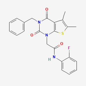 2-{3-benzyl-5,6-dimethyl-2,4-dioxo-1H,2H,3H,4H-thieno[2,3-d]pyrimidin-1-yl}-N-(2-fluorophenyl)acetamide