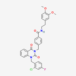 molecular formula C33H29ClFN3O5 B14996717 4-{[1-(2-chloro-4-fluorobenzyl)-2,4-dioxo-1,4-dihydroquinazolin-3(2H)-yl]methyl}-N-[2-(3,4-dimethoxyphenyl)ethyl]benzamide 