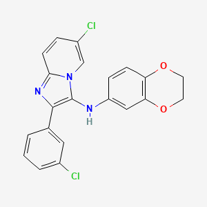 6-chloro-2-(3-chlorophenyl)-N-(2,3-dihydro-1,4-benzodioxin-6-yl)imidazo[1,2-a]pyridin-3-amine