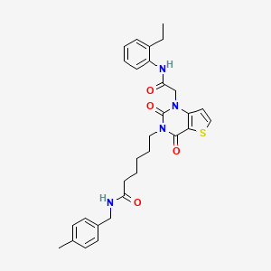 molecular formula C30H34N4O4S B14996805 6-(1-(2-((2-ethylphenyl)amino)-2-oxoethyl)-2,4-dioxo-1,2-dihydrothieno[3,2-d]pyrimidin-3(4H)-yl)-N-(4-methylbenzyl)hexanamide 