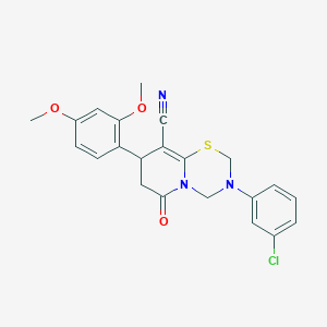 3-(3-chlorophenyl)-8-(2,4-dimethoxyphenyl)-6-oxo-3,4,7,8-tetrahydro-2H,6H-pyrido[2,1-b][1,3,5]thiadiazine-9-carbonitrile