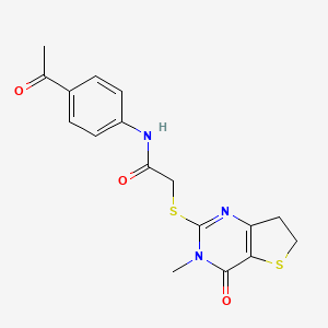 molecular formula C17H17N3O3S2 B14996841 N-(4-Acetylphenyl)-2-({3-methyl-4-oxo-3H,4H,6H,7H-thieno[3,2-D]pyrimidin-2-YL}sulfanyl)acetamide 