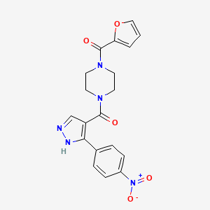 molecular formula C19H17N5O5 B14996873 1-(Furan-2-carbonyl)-4-[3-(4-nitrophenyl)-1H-pyrazole-4-carbonyl]piperazine 