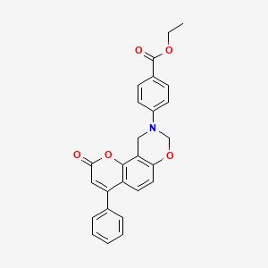 ethyl 4-(2-oxo-4-phenyl-2H,8H-chromeno[8,7-e][1,3]oxazin-9(10H)-yl)benzoate