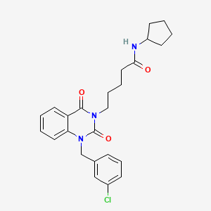 molecular formula C25H28ClN3O3 B14996920 5-[1-(3-chlorobenzyl)-2,4-dioxo-1,4-dihydroquinazolin-3(2H)-yl]-N-cyclopentylpentanamide 