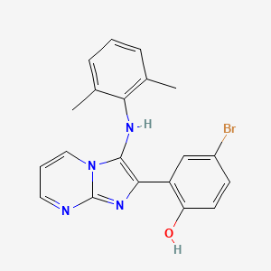 molecular formula C20H17BrN4O B14996949 4-Bromo-2-{3-[(2,6-dimethylphenyl)amino]imidazo[1,2-a]pyrimidin-2-yl}phenol 