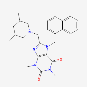 molecular formula C26H31N5O2 B14996958 8-[(3,5-Dimethylpiperidin-1-yl)methyl]-1,3-dimethyl-7-(naphthalen-1-ylmethyl)purine-2,6-dione 