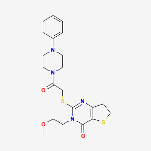 molecular formula C21H26N4O3S2 B14996959 3-(2-methoxyethyl)-2-((2-oxo-2-(4-phenylpiperazin-1-yl)ethyl)thio)-6,7-dihydrothieno[3,2-d]pyrimidin-4(3H)-one 