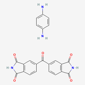 molecular formula C23H16N4O5 B1499697 Poly[N,N'-(1,4-phenylene)-3,3',4,4'-benzophenonetetracarboxylic imide/amic acid], powder CAS No. 26023-21-2