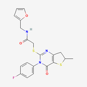 2-((3-(4-fluorophenyl)-6-methyl-4-oxo-3,4,6,7-tetrahydrothieno[3,2-d]pyrimidin-2-yl)thio)-N-(furan-2-ylmethyl)acetamide