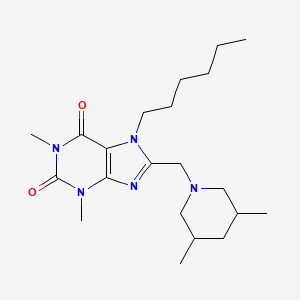 molecular formula C21H35N5O2 B14997027 8-[(3,5-Dimethylpiperidin-1-yl)methyl]-7-hexyl-1,3-dimethylpurine-2,6-dione 