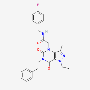 molecular formula C25H26FN5O3 B14997039 2-(1-ethyl-3-methyl-5,7-dioxo-6-phenethyl-6,7-dihydro-1H-pyrazolo[4,3-d]pyrimidin-4(5H)-yl)-N-(4-fluorobenzyl)acetamide 