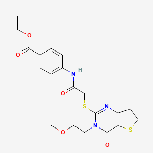 Ethyl 4-(2-((3-(2-methoxyethyl)-4-oxo-3,4,6,7-tetrahydrothieno[3,2-d]pyrimidin-2-yl)thio)acetamido)benzoate