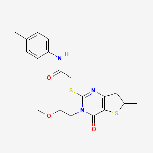 molecular formula C19H23N3O3S2 B14997075 2-((3-(2-methoxyethyl)-6-methyl-4-oxo-3,4,6,7-tetrahydrothieno[3,2-d]pyrimidin-2-yl)thio)-N-(p-tolyl)acetamide 