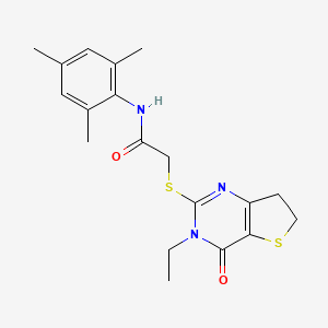 2-((3-ethyl-4-oxo-3,4,6,7-tetrahydrothieno[3,2-d]pyrimidin-2-yl)thio)-N-mesitylacetamide