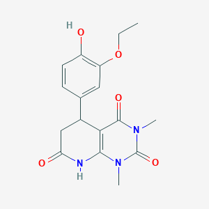 molecular formula C17H19N3O5 B14997093 5-(3-ethoxy-4-hydroxyphenyl)-1,3-dimethyl-5,8-dihydropyrido[2,3-d]pyrimidine-2,4,7(1H,3H,6H)-trione 