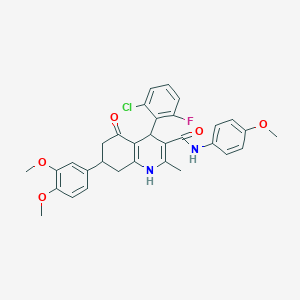 4-(2-chloro-6-fluorophenyl)-7-(3,4-dimethoxyphenyl)-N-(4-methoxyphenyl)-2-methyl-5-oxo-1,4,5,6,7,8-hexahydroquinoline-3-carboxamide