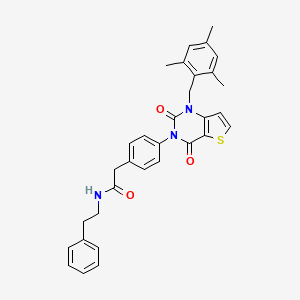 molecular formula C32H31N3O3S B14997158 2-{4-[1-(mesitylmethyl)-2,4-dioxo-1,4-dihydrothieno[3,2-d]pyrimidin-3(2H)-yl]phenyl}-N-(2-phenylethyl)acetamide 