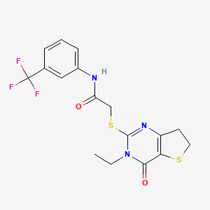 2-((3-ethyl-4-oxo-3,4,6,7-tetrahydrothieno[3,2-d]pyrimidin-2-yl)thio)-N-(3-(trifluoromethyl)phenyl)acetamide