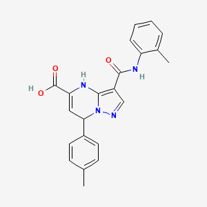 molecular formula C22H20N4O3 B14997203 7-(4-Methylphenyl)-3-[(2-methylphenyl)carbamoyl]-4,7-dihydropyrazolo[1,5-a]pyrimidine-5-carboxylic acid 