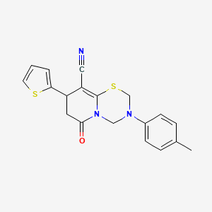 molecular formula C19H17N3OS2 B14997249 3-(4-Methylphenyl)-6-oxo-8-thiophen-2-yl-2,4,7,8-tetrahydropyrido[2,1-b][1,3,5]thiadiazine-9-carbonitrile 