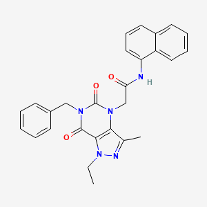 2-(6-benzyl-1-ethyl-3-methyl-5,7-dioxo-1,5,6,7-tetrahydro-4H-pyrazolo[4,3-d]pyrimidin-4-yl)-N-1-naphthylacetamide