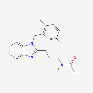 molecular formula C22H27N3O B14997318 N-{3-[1-(2,5-dimethylbenzyl)-1H-benzimidazol-2-yl]propyl}propanamide 