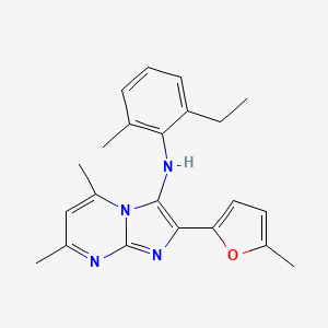 molecular formula C22H24N4O B14997321 N-(2-ethyl-6-methylphenyl)-5,7-dimethyl-2-(5-methylfuran-2-yl)imidazo[1,2-a]pyrimidin-3-amine 