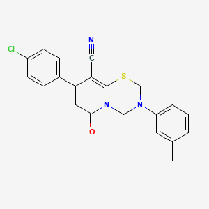 8-(4-chlorophenyl)-3-(3-methylphenyl)-6-oxo-3,4,7,8-tetrahydro-2H,6H-pyrido[2,1-b][1,3,5]thiadiazine-9-carbonitrile