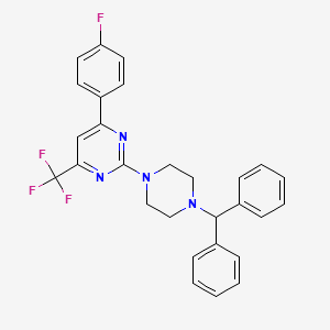 molecular formula C28H24F4N4 B14997419 2-[4-(Diphenylmethyl)piperazin-1-yl]-4-(4-fluorophenyl)-6-(trifluoromethyl)pyrimidine 