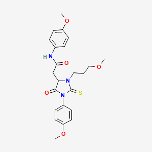 molecular formula C23H27N3O5S B14997427 N-(4-methoxyphenyl)-2-[1-(4-methoxyphenyl)-3-(3-methoxypropyl)-5-oxo-2-thioxoimidazolidin-4-yl]acetamide 