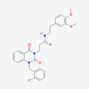 molecular formula C28H28FN3O5 B14997430 N-[2-(3,4-dimethoxyphenyl)ethyl]-3-{1-[(2-fluorophenyl)methyl]-2,4-dioxo-1,2,3,4-tetrahydroquinazolin-3-yl}propanamide 